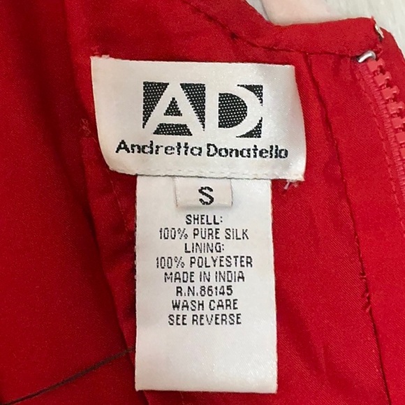 Andretta Donatello SILK red hand-beaded top VINTAGE 1990 XS -S ABSTRACT Roses - Picture 7 of 14